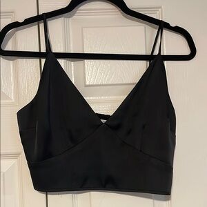 Abercrombie Black Satin Crop Top